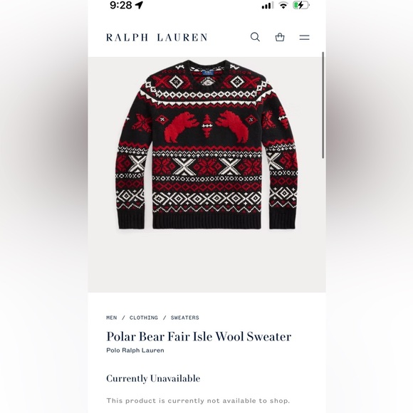 💥SOLD💥 XL - 750$ Polo Ralph Laure polar bear fair isle sweater - Picture 1 of 5